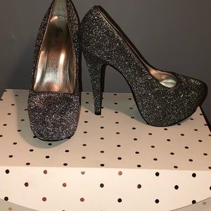 Silver glittery platforms